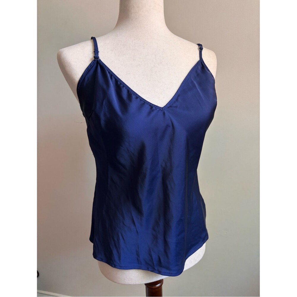 Love for Humanity Navy Blue Satin Camisole Tank Top Small